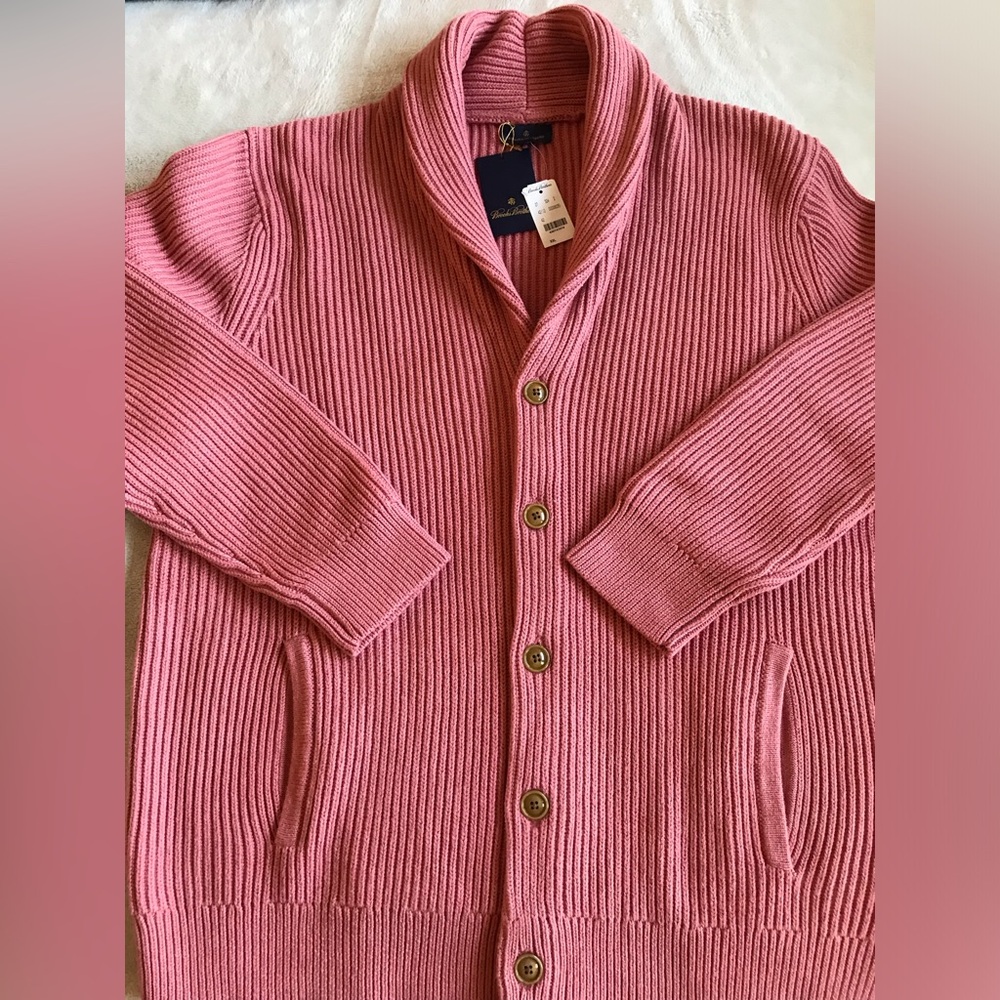 Brooks Brothers Nantucket Red Shaker Knit Ribbed Cardigan